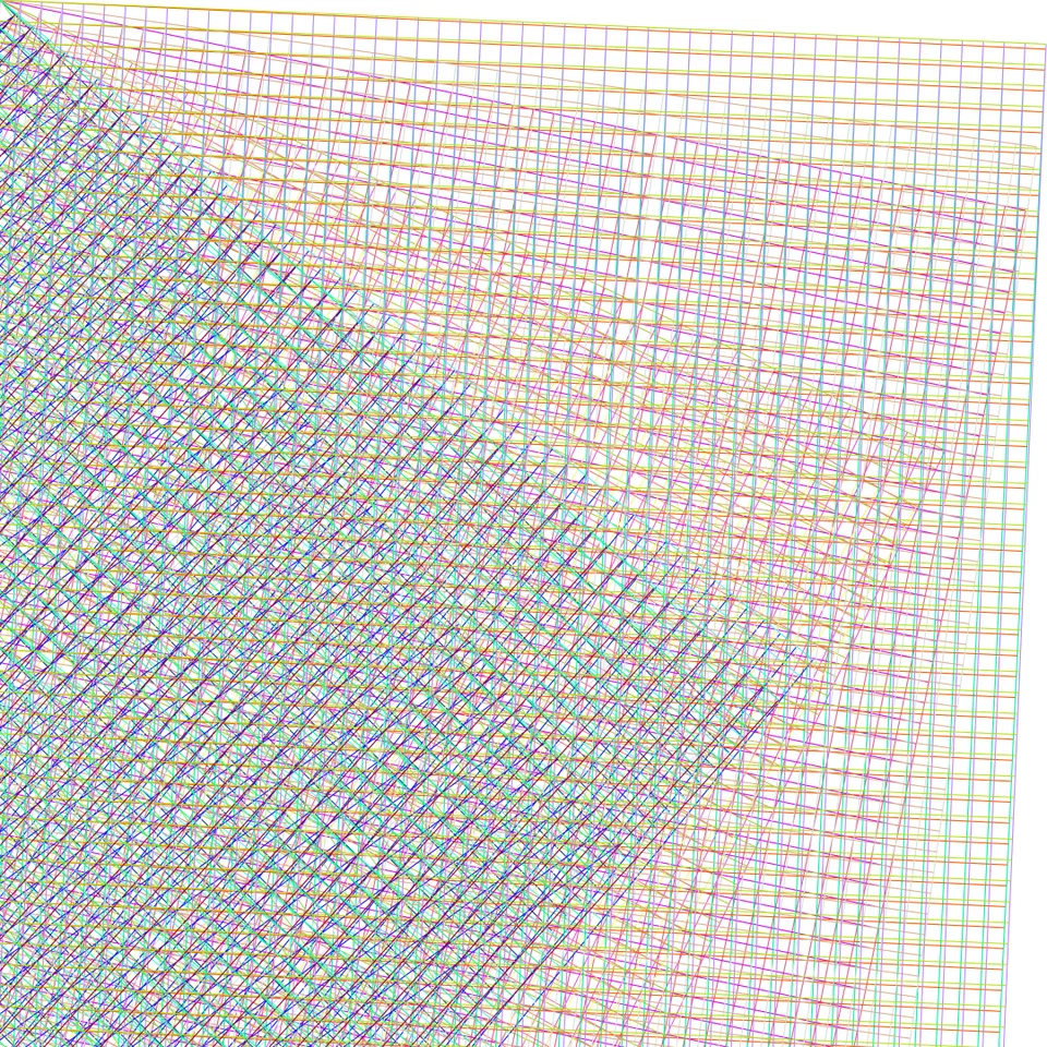 Overlapping multicolored grids in a CiAo composition