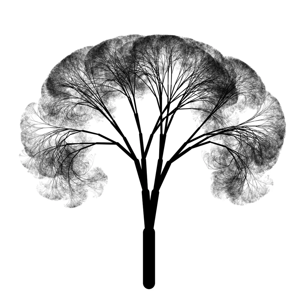A black branching treelike form generated in CiAo